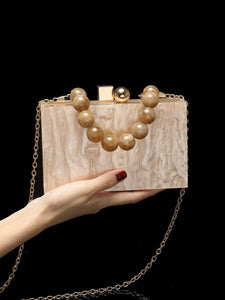 Pearl Crossbody Handbag With Pearl Chain Strap