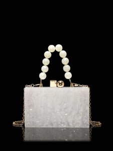 Pearl Crossbody Handbag With Pearl Chain Strap