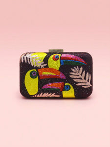 Toucan Rhinestone Inlaid Chain Strap Clutch