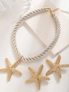 Starfish Pendant Necklace and Earrings Set