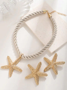 Starfish Pendant Necklace and Earrings Set