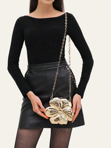 Flower Shaped Mini Handbag With Metal Chain