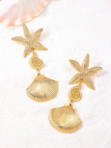 Summer Holiday Sea Starfish Shell Earrings