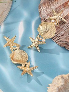 Summer Holiday Sea Starfish Shell Earrings