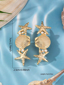 Summer Holiday Sea Starfish Shell Earrings