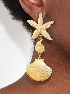 Summer Holiday Sea Starfish Shell Earrings