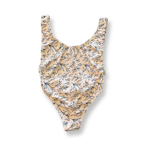 One Piece #1 Low Back Tank- Sketched in Peach Florals Collection