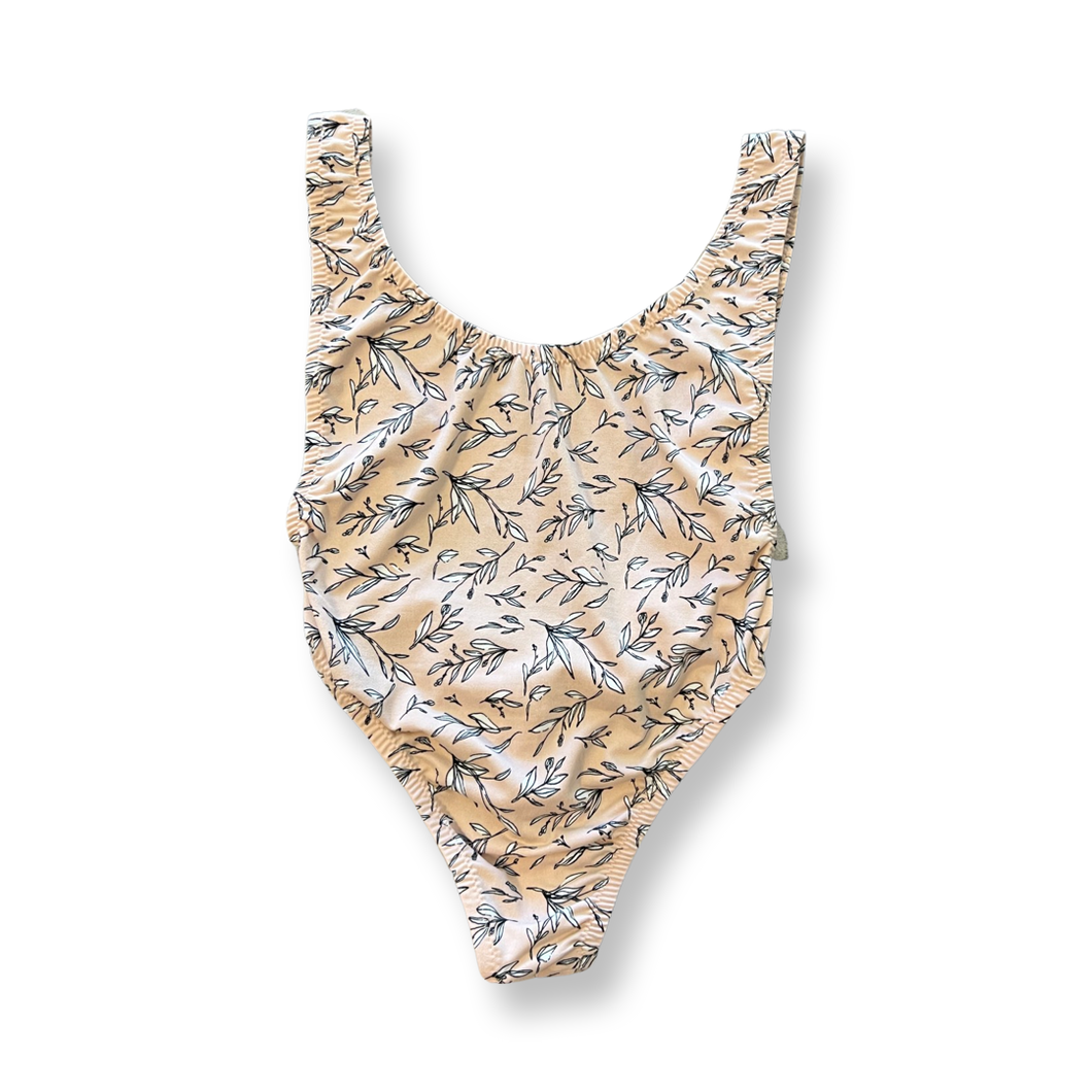 One Piece #1 Low Back Tank- Sketched in Peach Florals Collection