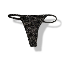 Load image into Gallery viewer, Bottoms #1 Thin Fixed String Thong- Gray Snake Safari Collection