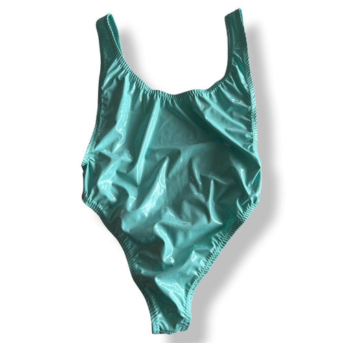 One Piece #1 Low Back Tank- Tiffany Blue Latex Collection